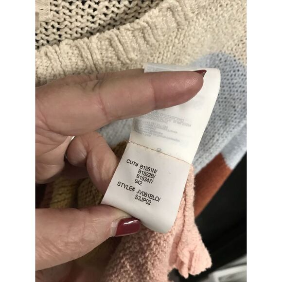 Billabong Sweater Women L Multi Striped Knit Long Sleeve Round Neck Pullover - Picture 10 of 12